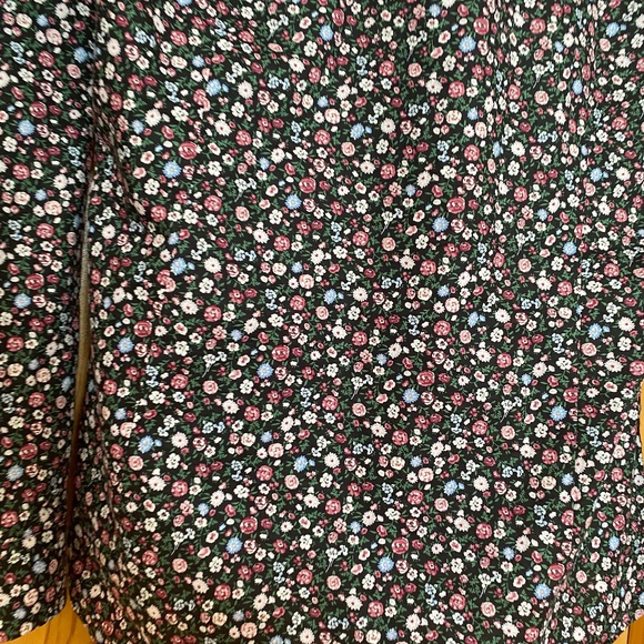 Express Dark Floral Shirtdress Extra Slim Long Sleeve Medium Ditsy Button Down - Picture 4 of 7